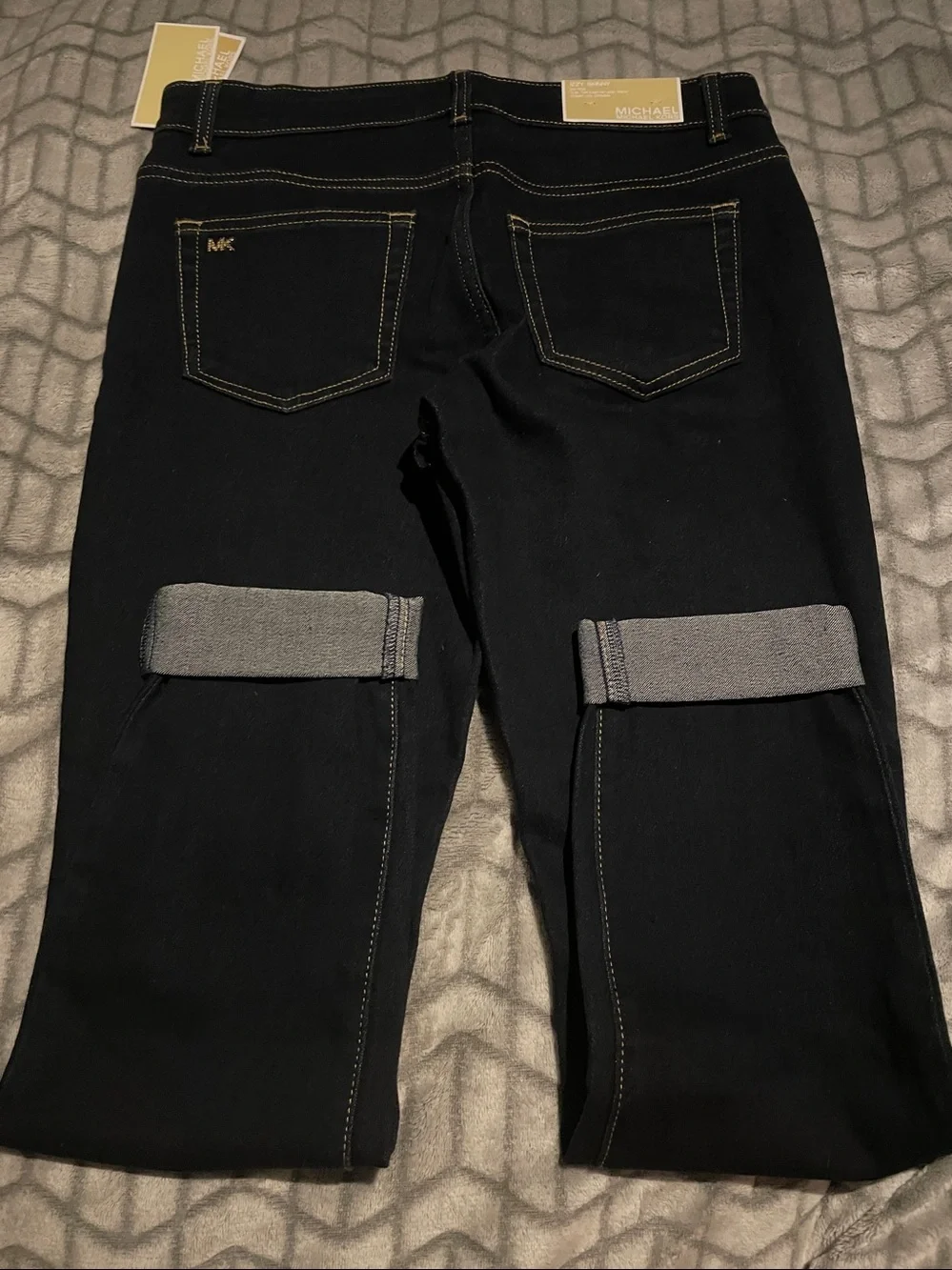 MICHAEL KORS Black Cropped Jeans with Rolled Cuff Detail